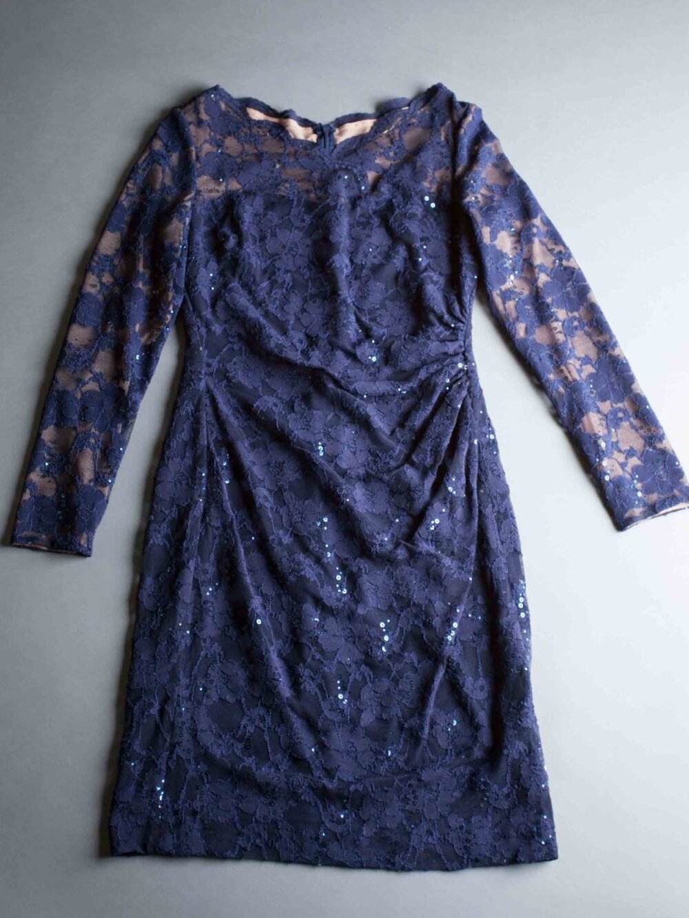 Lauren Ralph Lauren Evening Navy Sequin Lace Shift Dress in Size 10